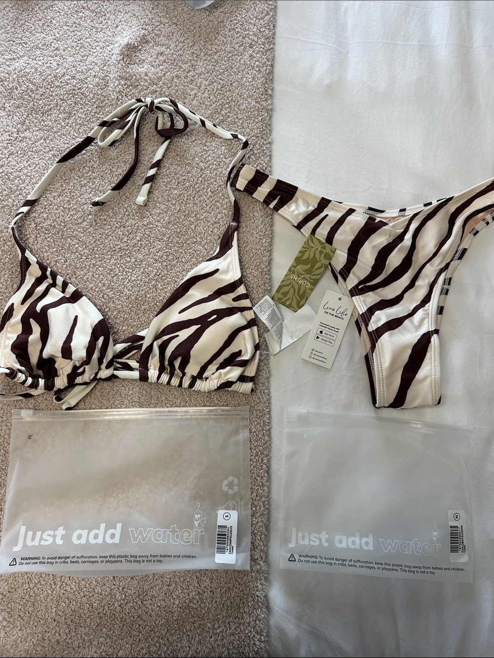 Cupshe x JoJo Saddleback Triangle Bikini Top & Ultra Cheeky Bottoms Set